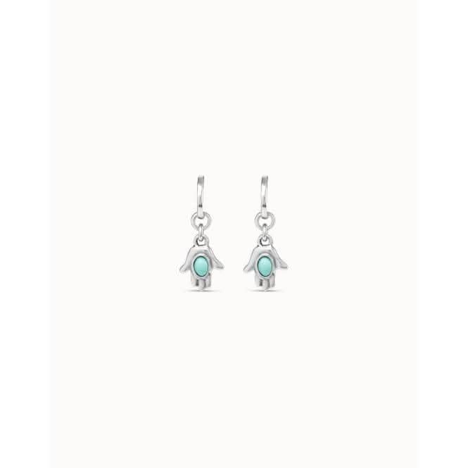 Hamsa Turquoise Metal Natural Stone EarringsUNOde50PEN0906TQSMTL0U