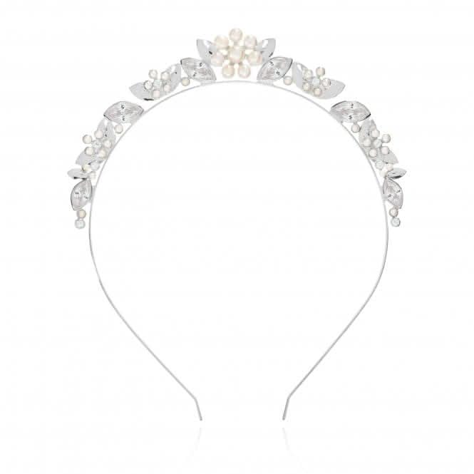 Happy Ever After Hair Accessories Silver Pearl Flower Zirconia Hair Band 3686