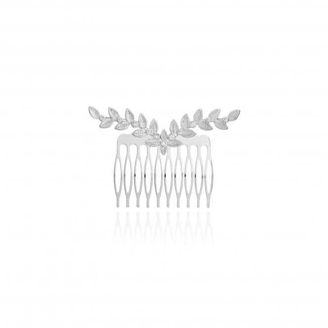 Happy Ever After Hair Accessories Silver Zirconia Leaf Hair Comb 3682