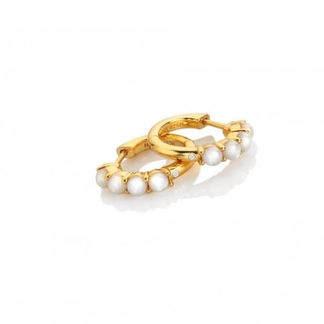 HD X JJ Calm Mother of Pearl Huggies Earrings DE727