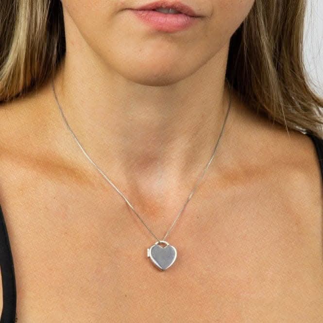 Fiorelli Silver Heart Cubic Zirconia Pave Locket Pendant P4898C