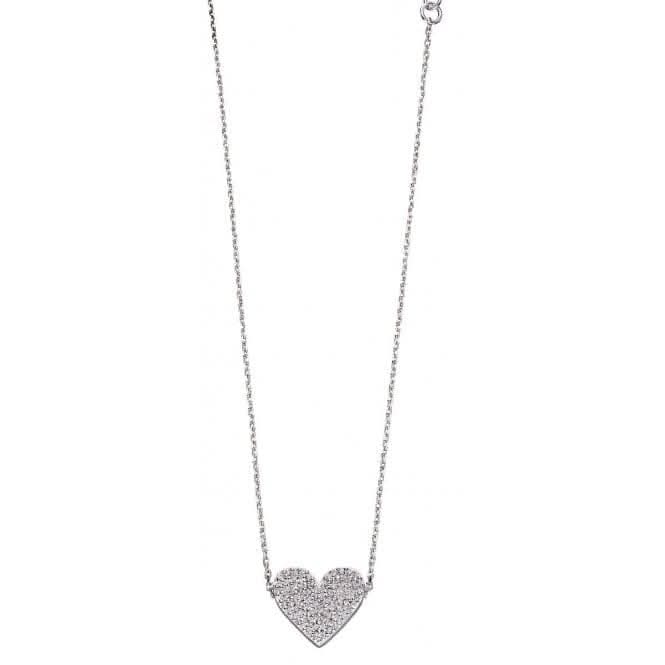 Fiorelli Silver Heart Cubic Zirconia Pave Necklace N4260C