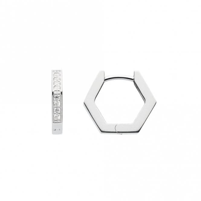 Hexagon Zirconia Hoop Earrings 53904CZ