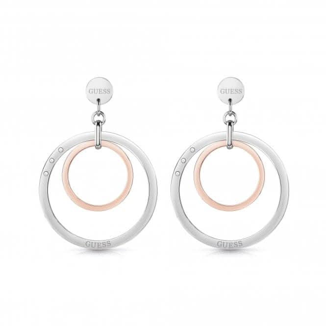 Hoops Circles Silver Rose Gold Earrings UBE29025Guess JewelleryUBE29025