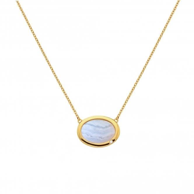 Horizontal Oval Blue Lace Agate Necklace DN187Hot Diamonds x GemstonesDN187