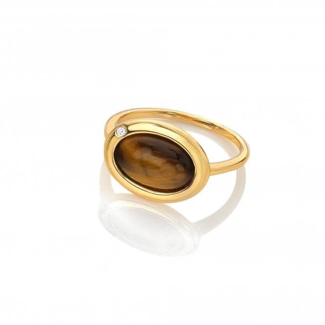 Horizontal Oval Tigers Eye Ring DR272