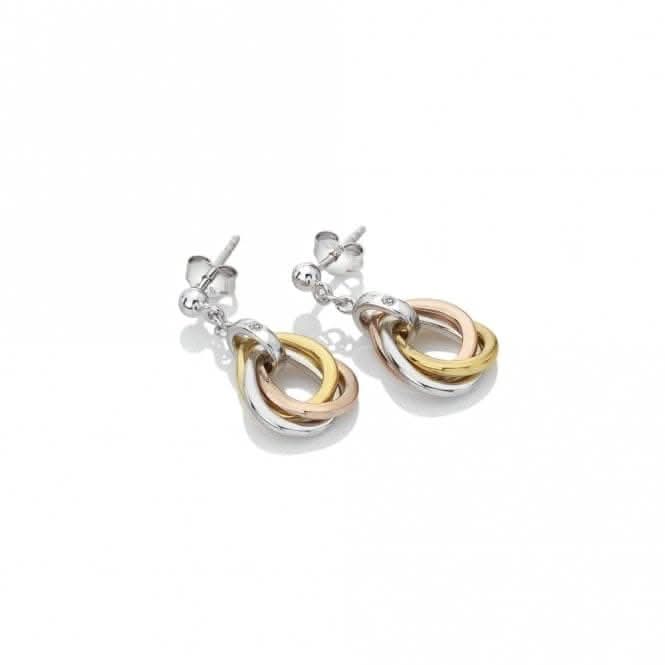 Hot Diamonds Sterling Silver Rose Gold & Gold Accents Trio Teardrop Earrings DE645