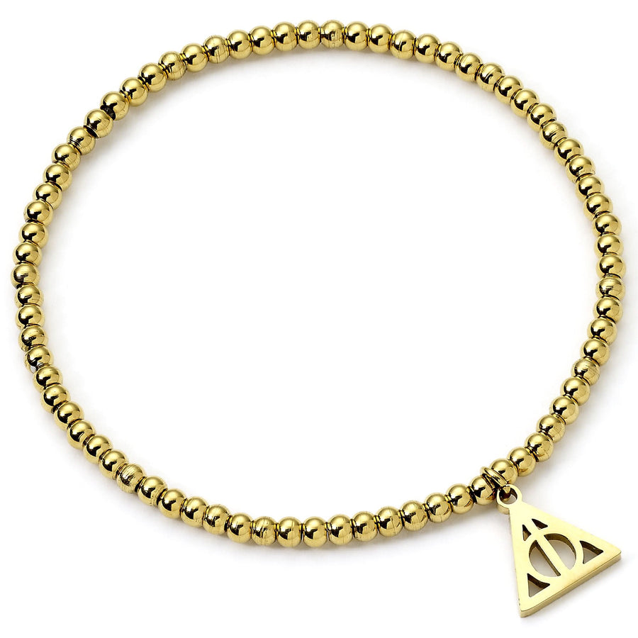 Harry Potter Stainless Steel Deathly Hallows Gold Ball Bead Bracelet HPB00017