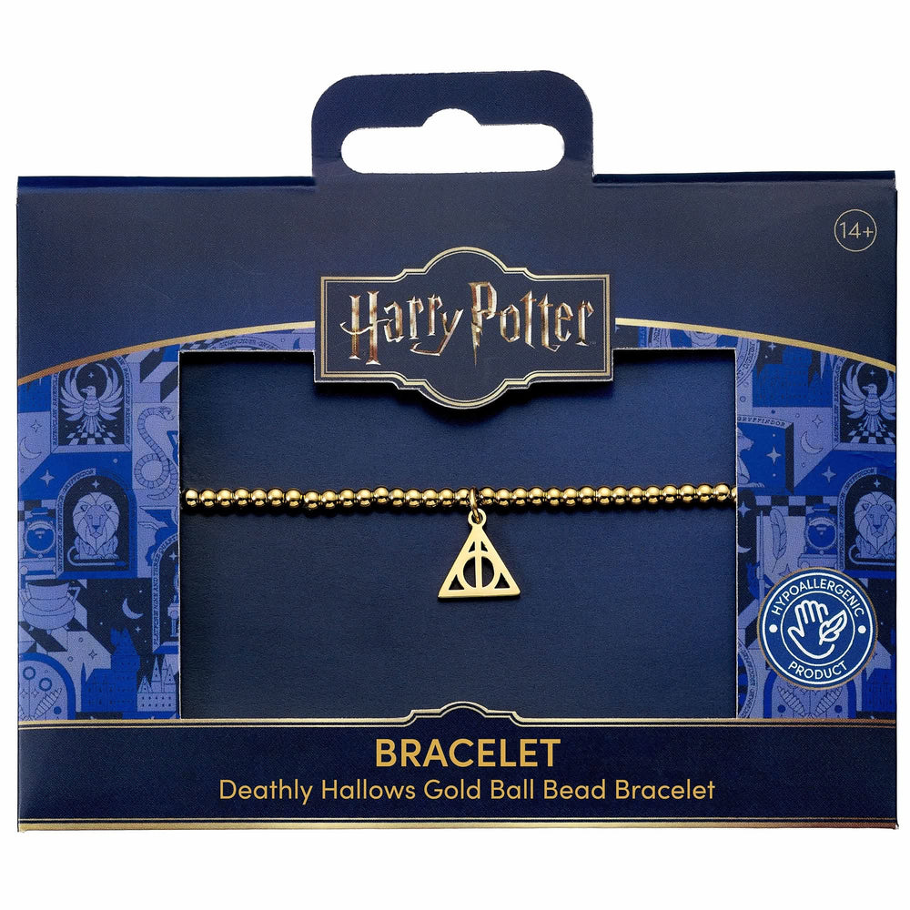 Harry Potter Stainless Steel Deathly Hallows Gold Ball Bead Bracelet HPB00017