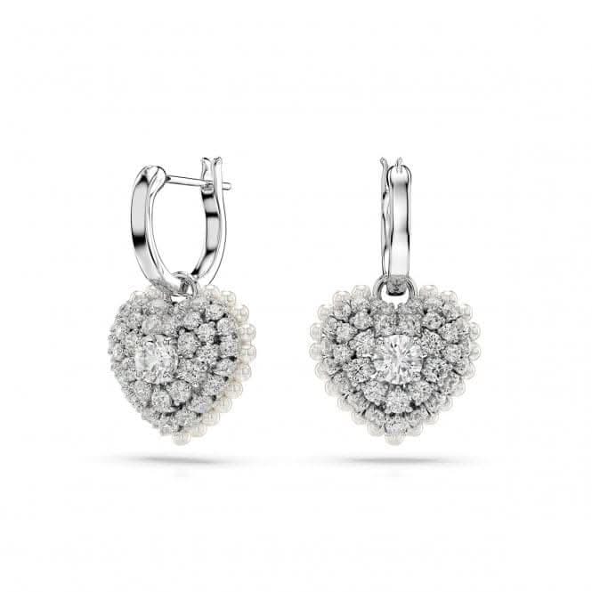 Hyperbola White Rhodium Plated Drop Heart Earrings 5684384