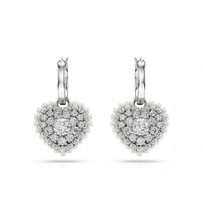 Hyperbola White Rhodium Plated Drop Heart Earrings 5684384