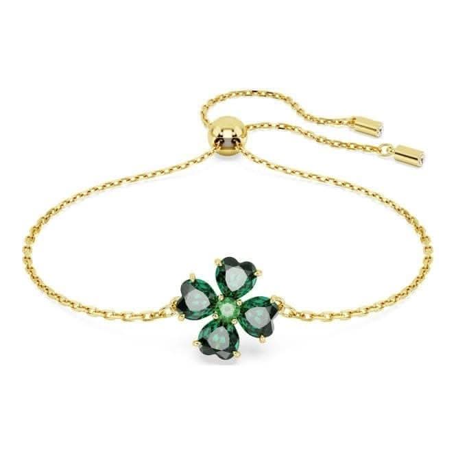 Swarovski Idyllia Green Gold-tone Plated Clover Bracelet 5666585