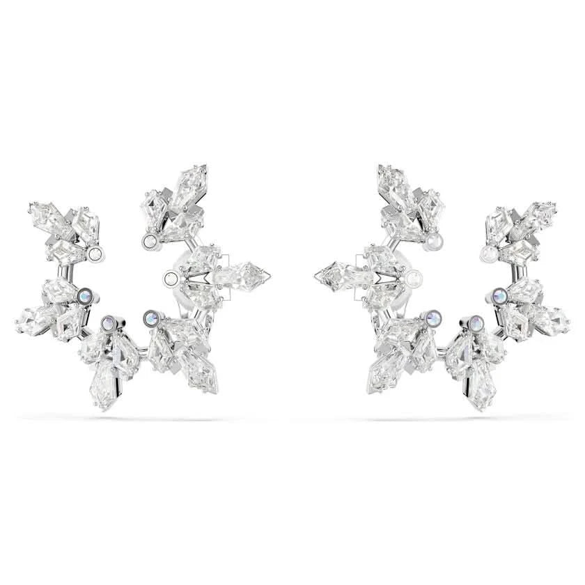 Idyllia Rhodium Plated Mixed Cuts Clip On Earrings 5692641Swarovski5692641