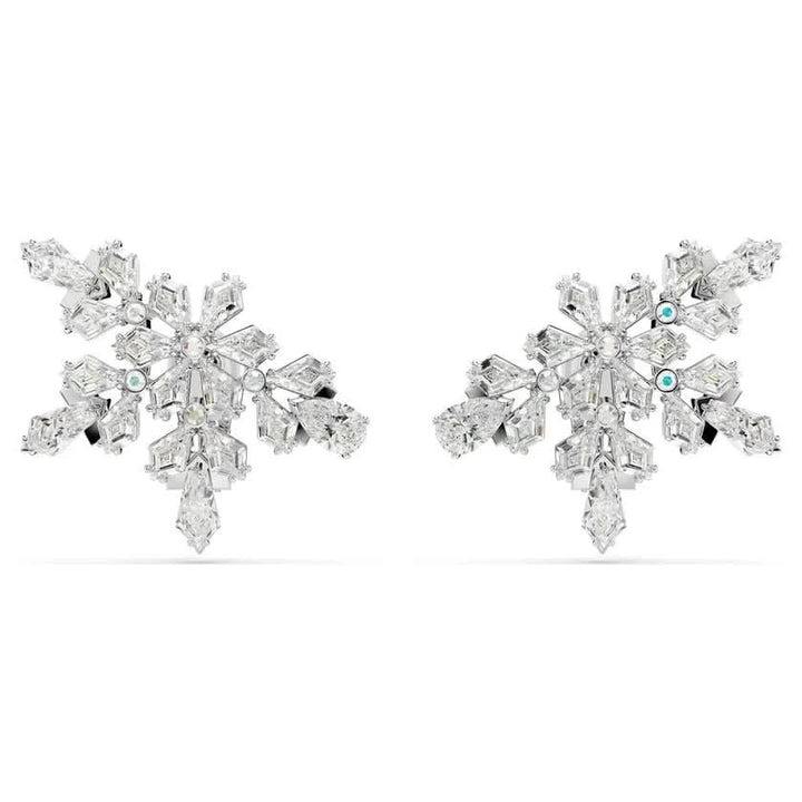 Idyllia Rhodium Plated Mixed Cuts Half Snowflake Clip On Earrings 5692635Swarovski5692635
