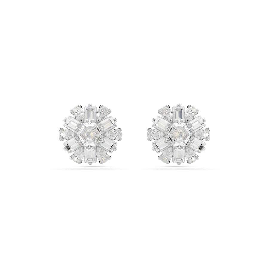 Idyllia Rhodium Plated Mixed Cuts White Snowflake Stud Earrings 5691483Swarovski5691483