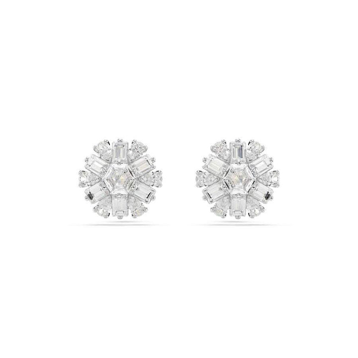 Idyllia Rhodium Plated Mixed Cuts White Snowflake Stud Earrings 5691483Swarovski5691483
