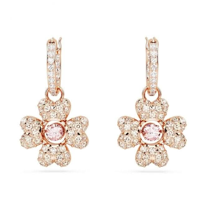 Idyllia White Rose Gold-tone Plated Clover Drop Earrings 5674212