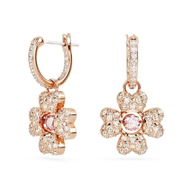 Idyllia White Rose Gold-tone Plated Clover Drop Earrings 5674212