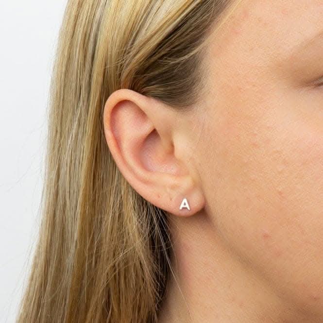 Initial A Sterling Silver Stud Earrings E6018