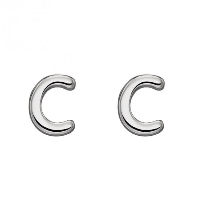 Initial C Sterling Silver Stud Earrings E6020