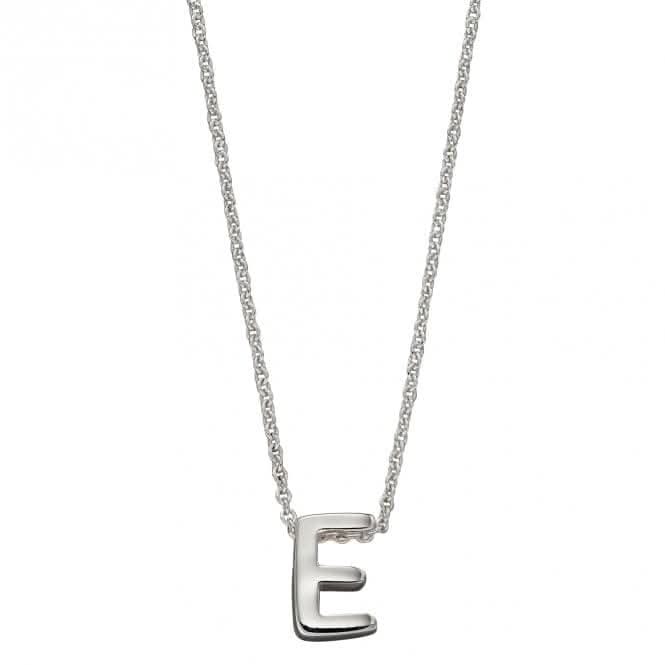 Initial E Plain Silver Initial Necklace N4432