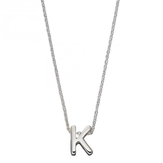 Initial K Plain Silver Initial Necklace N4438