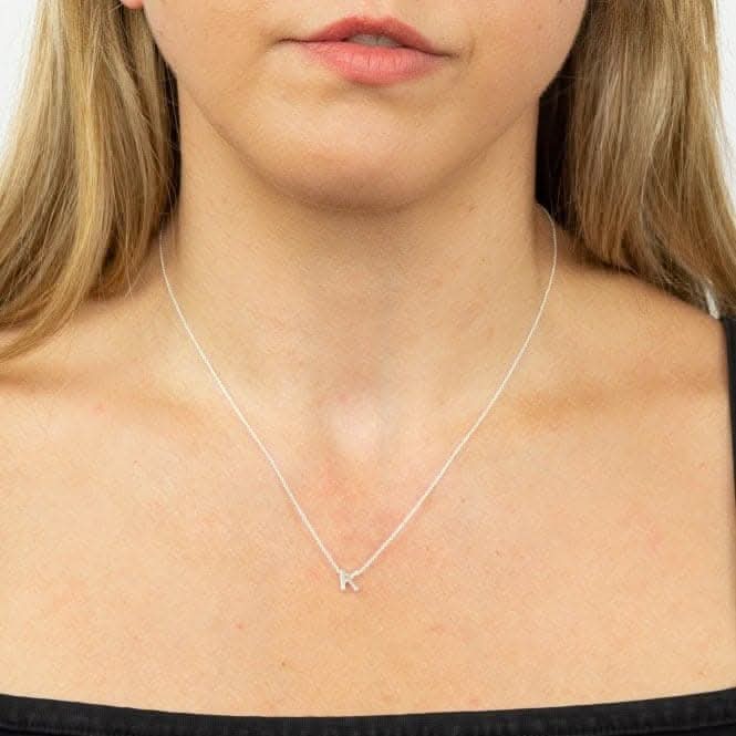 Initial K Plain Silver Initial Necklace N4438