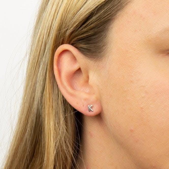 Initial K Sterling Silver Stud Earrings E6028