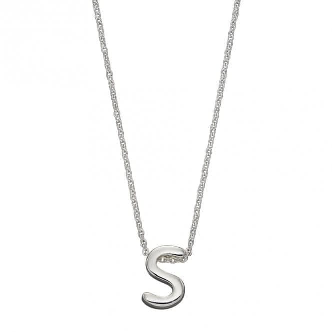Initial S Plain Silver Initial Necklace N4446