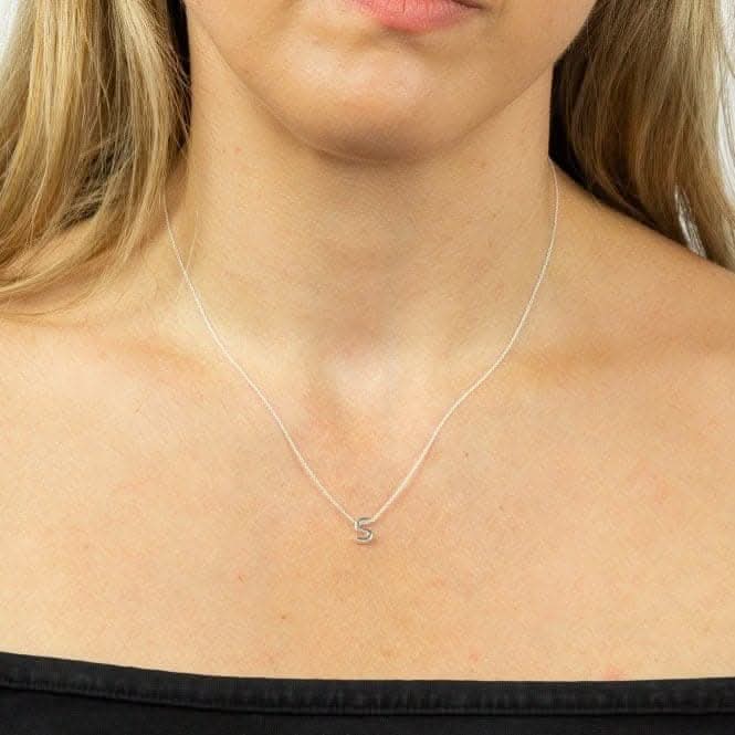 Initial S Plain Silver Initial Necklace N4446
