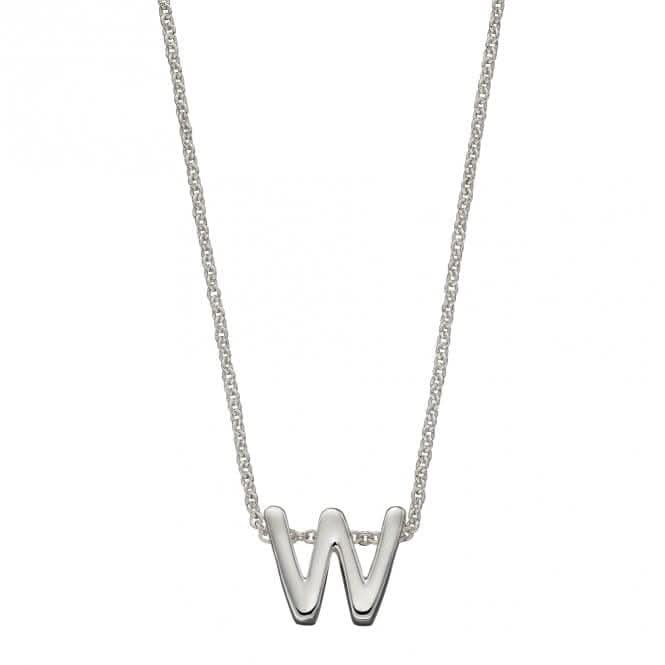 Initial W Plain Silver Initial Necklace N4450
