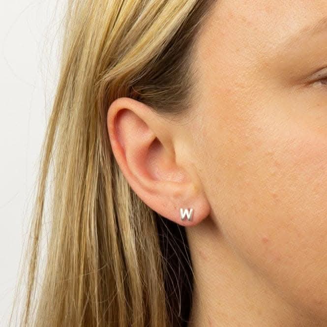 Initial W Sterling Silver Stud Earrings E6040BeginningsE6040