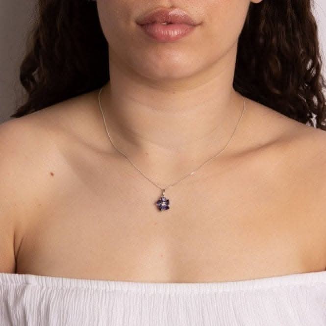 Iolite Peony Flower White Gold Pendant GP2301M