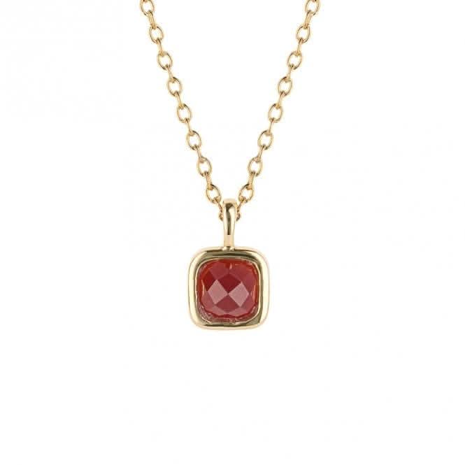 January Birthstone Red Chalcedony Gold Plated Silver Necklace N4506