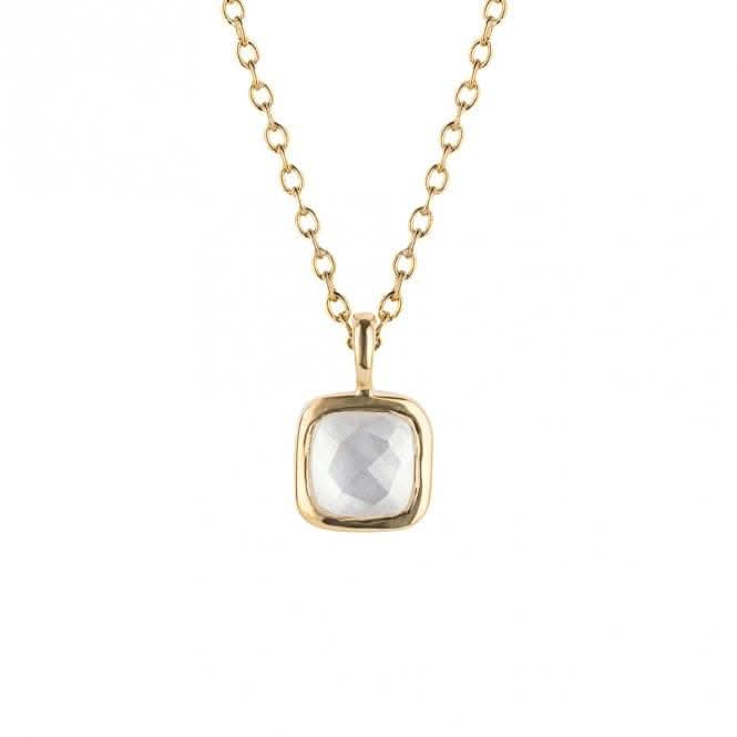 June Birthstone Shell Rock Crystal Gold Plated Silver Necklace N4511