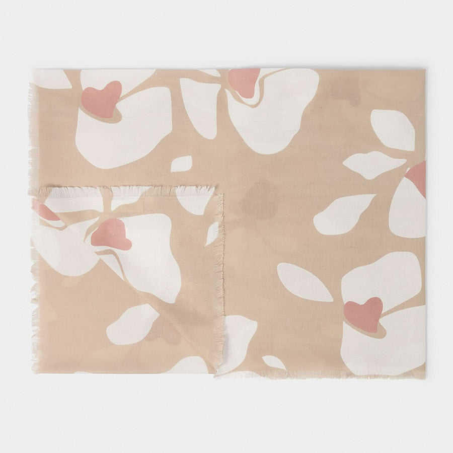 Katie Loxton Nude Pink / Off White / Dusty Rose Floral Printed Scarf KLS592