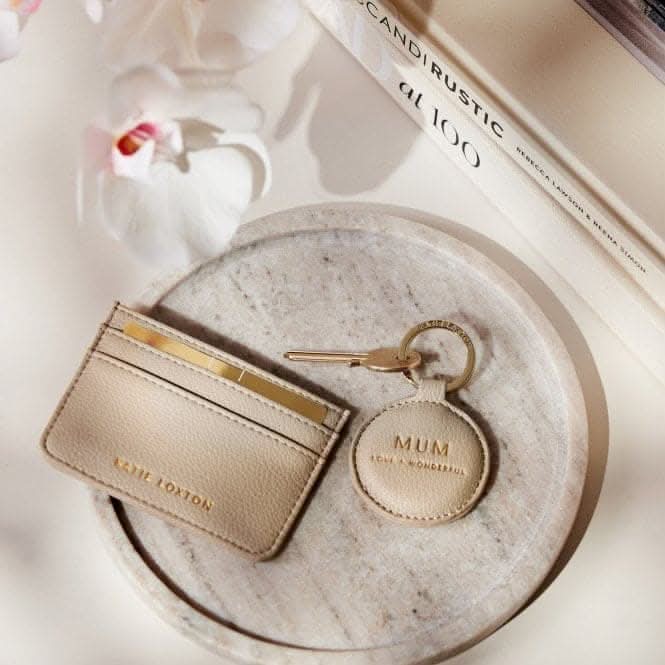 Keyring & Card Holder Set 'Mum' in Light Taupe KLB3122