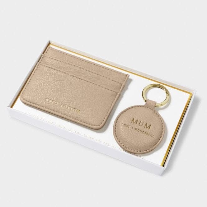 Keyring & Card Holder Set 'Mum' in Light Taupe KLB3122