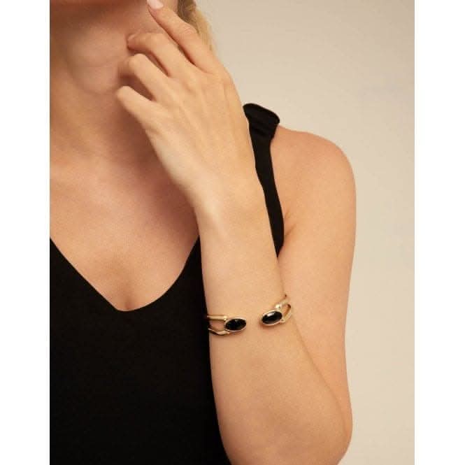 Kingdom Black Metal Faceted Crystal BraceletUNOde50PUL2248NGRORO0M