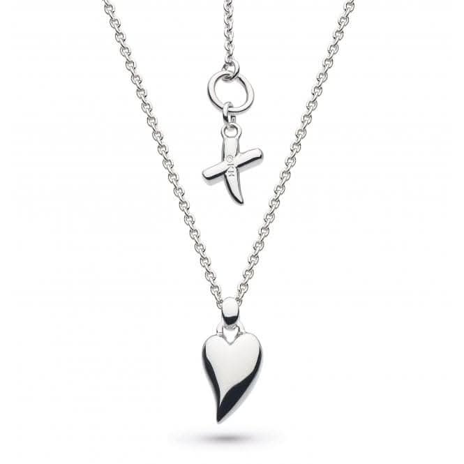 Kit Heath Desire Kiss Rhodium Plate Mini Heart 17" Necklace 90BJ