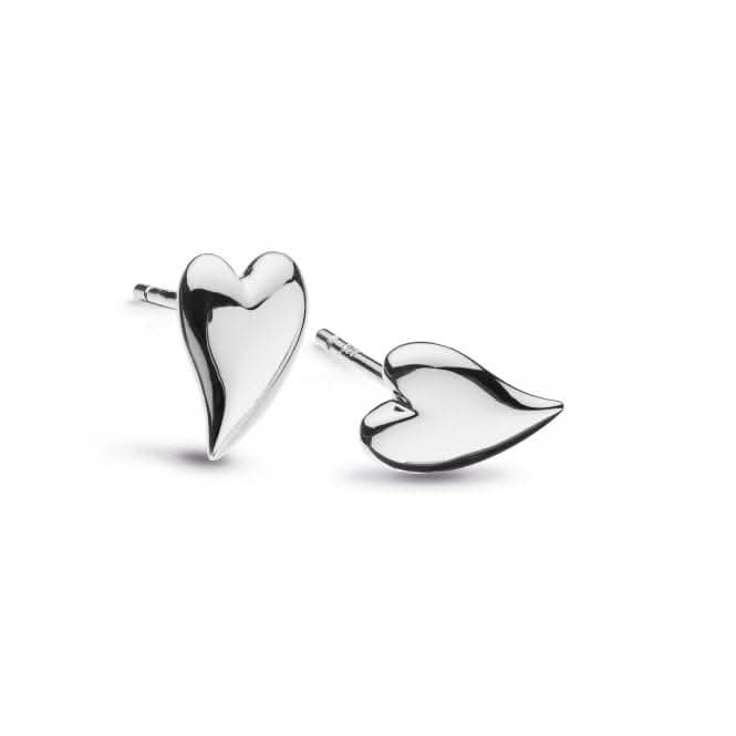 Kit Heath Desire Kiss Rhodium Plate Mini Heart Stud Earrings 40BK