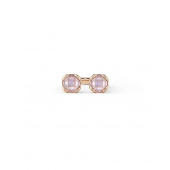 Ladies 18K Gold Plated Opened Two Faceted Aura Pink Crystals Facing Ring ANI0790RSAORO
