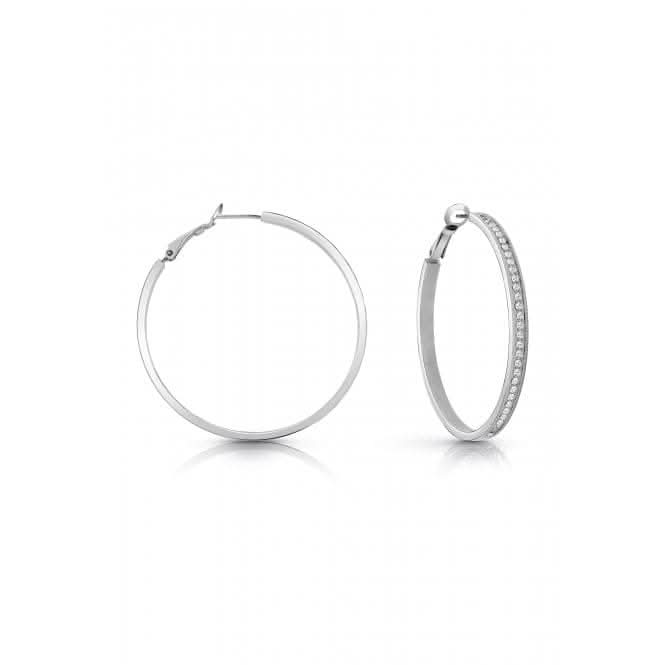 Guess Ladies 50mm Rhodium Plated Hoop Earrings – Acotis Jewellery