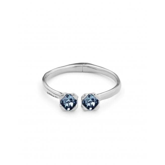 Ladies Charismatic Aura Blue Silver Faceted Crystal Bangle Bracelet PUL2357AZUMTL0
