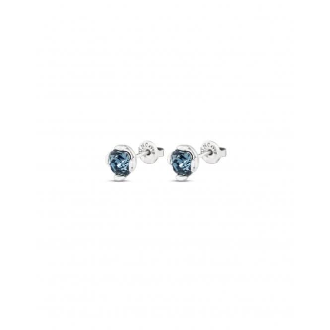 Ladies Charismatic Aura Blue Silver Faceted Crystal Earrings PEN0913AZUMTL0U