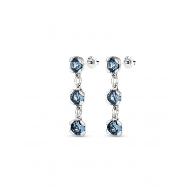 Ladies Charismatic Silver Sublime Blue Faceted Crystal Earrings PEN0912AZUMTL0U