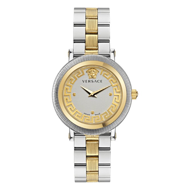 Versace Ladies Coin Edge Stainless Steel Watch Acotis Diamonds