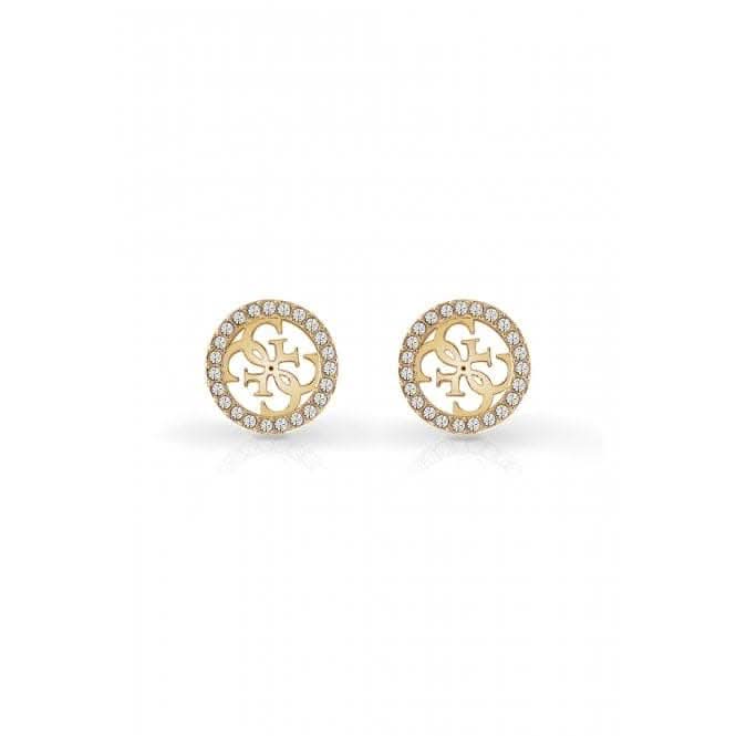 Ladies Gold Plated 12mm 4G Logo & Pave Frame Stud Earrings UBE02161YG