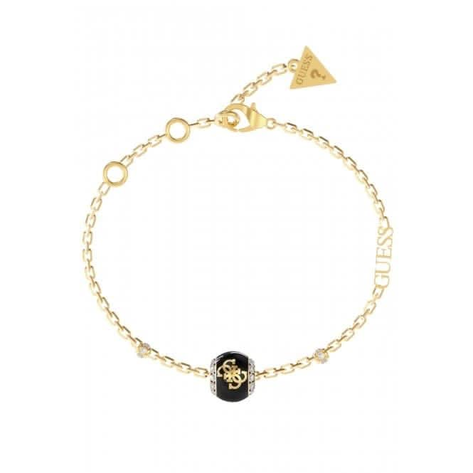 Ladies Gold Plated 4G Centered Black Charm Bracelet UBB02282YGBKL