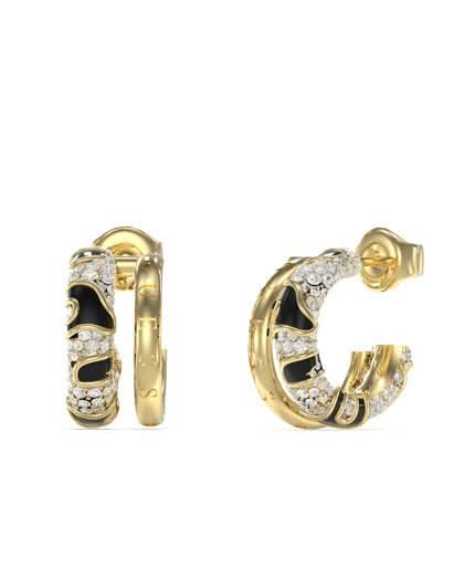 Ladies Jungle Circle Enamel Hoop Earrings UBE05193YGBK